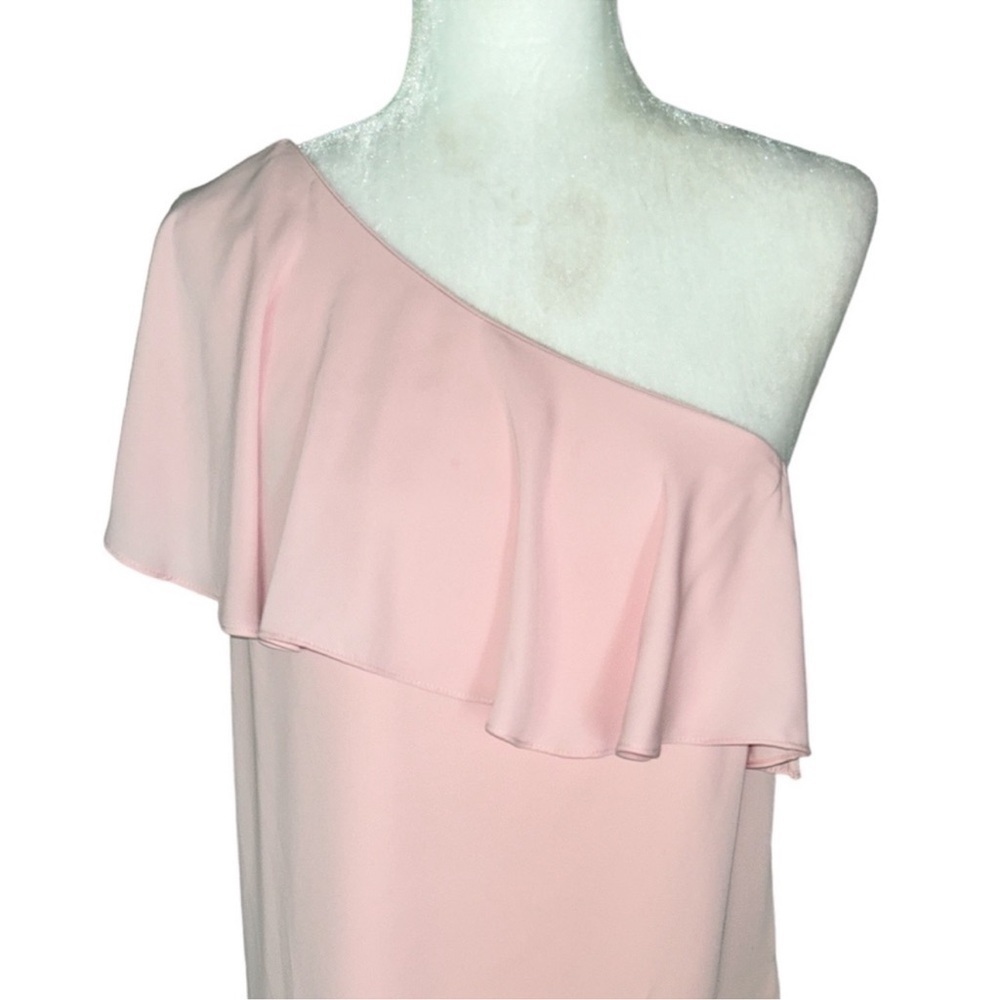 Amanda Uprichard Zoe Dress One Shoulder Ruffle Mini Length Pink Size Small - Picture 4 of 12